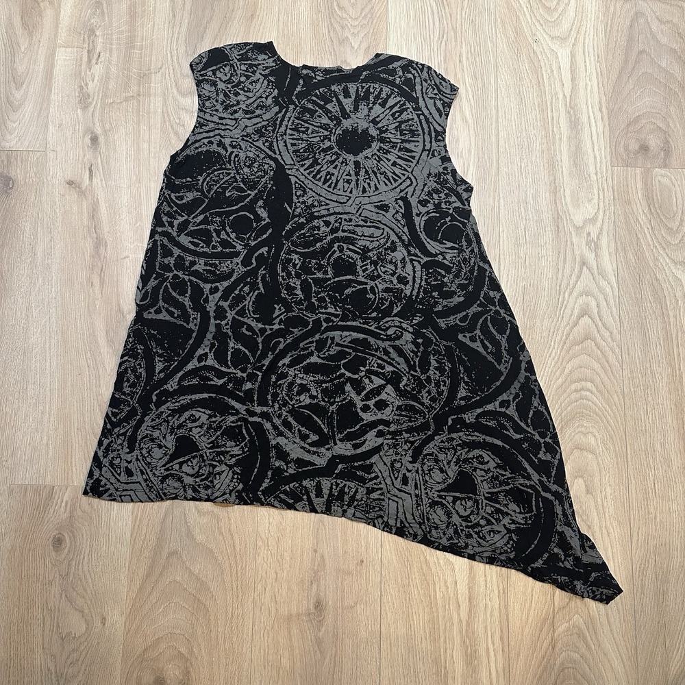 Bryn Walker Black Grey High Low Asymmetrical Tunic Top Print Lagenlook Sz 1X EUC - Picture 10 of 10